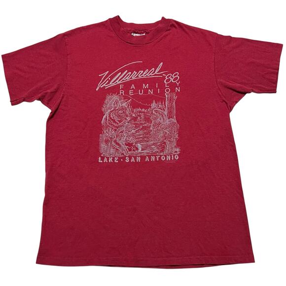 Vintage 80s 1988 Lake San Antonio Texas Graphic Single Stitch T-Shirt - size L - Picture 1 of 10